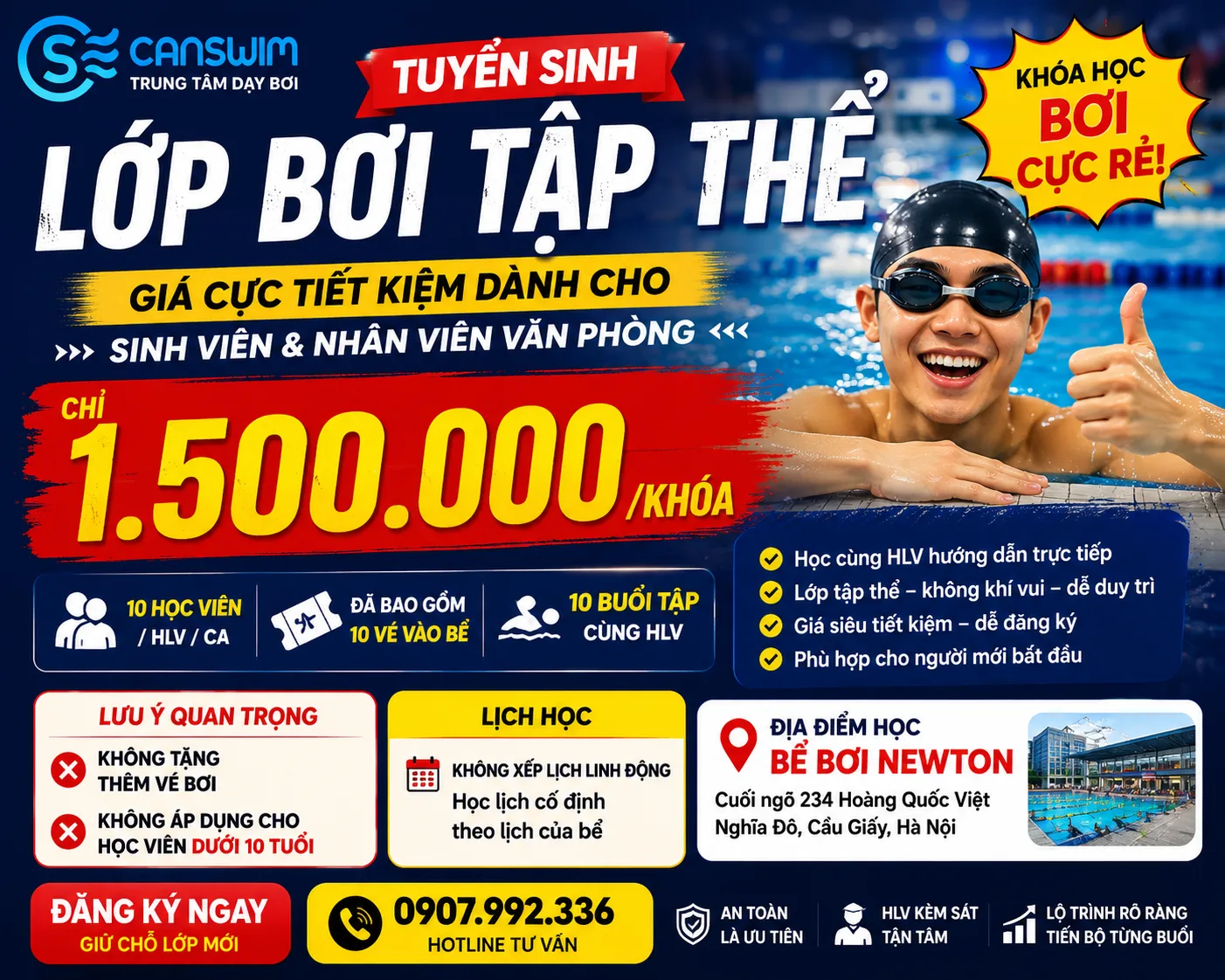 Lớp học bơi giá rẻ ở Hà Nội: Review chi tiết học phí và chất lượng